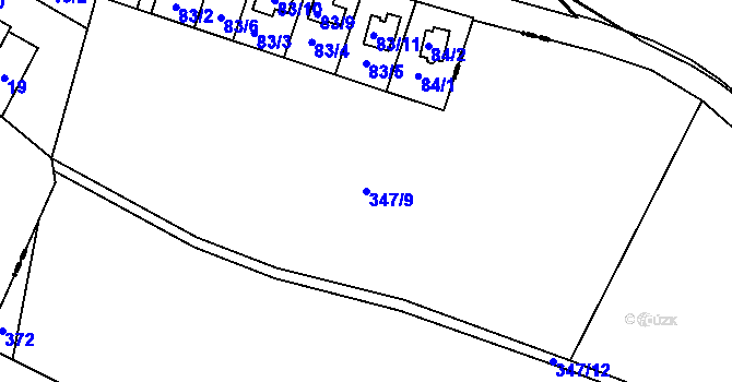Parcela st. 347/9 v KÚ Kuří u Říčan, Katastrální mapa