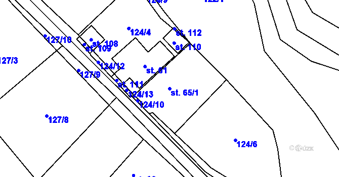 Parcela st. 65/1 v KÚ Kuří u Říčan, Katastrální mapa