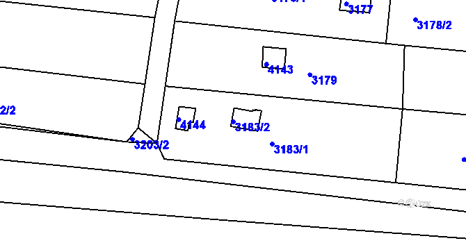 Parcela st. 3183/2 v KÚ Kuřim, Katastrální mapa