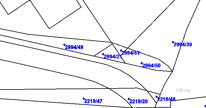 Parcela st. 2994/21 v KÚ Kuřim, Katastrální mapa