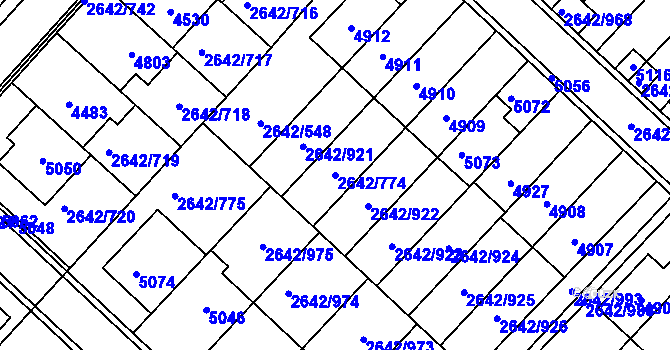 Parcela st. 2642/774 v KÚ Kuřim, Katastrální mapa