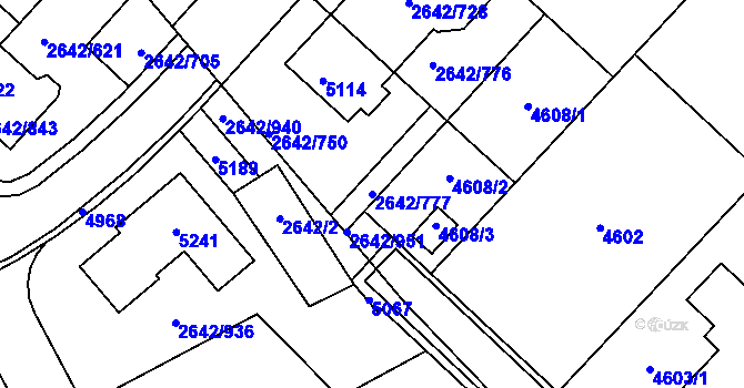 Parcela st. 2642/777 v KÚ Kuřim, Katastrální mapa