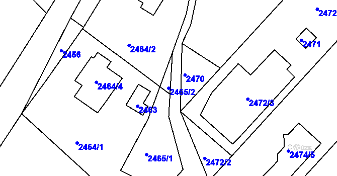Parcela st. 2465/2 v KÚ Kuřim, Katastrální mapa