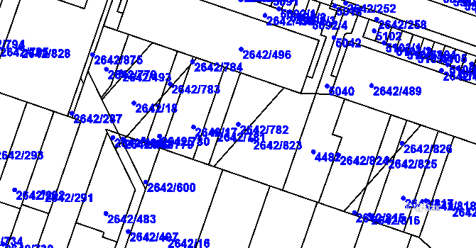Parcela st. 2642/782 v KÚ Kuřim, Katastrální mapa