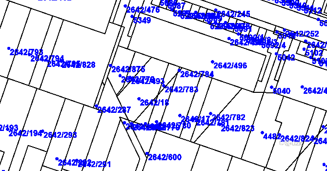 Parcela st. 2642/783 v KÚ Kuřim, Katastrální mapa