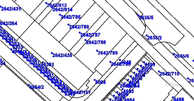 Parcela st. 2642/789 v KÚ Kuřim, Katastrální mapa