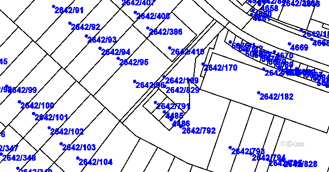 Parcela st. 2642/829 v KÚ Kuřim, Katastrální mapa