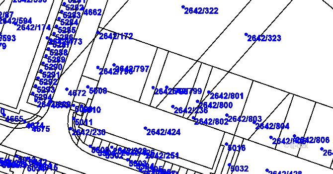 Parcela st. 2642/799 v KÚ Kuřim, Katastrální mapa
