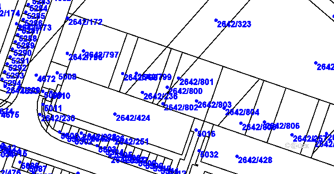 Parcela st. 2642/800 v KÚ Kuřim, Katastrální mapa