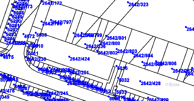 Parcela st. 2642/802 v KÚ Kuřim, Katastrální mapa