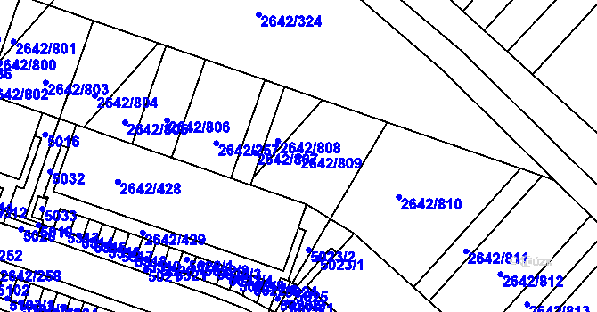 Parcela st. 2642/809 v KÚ Kuřim, Katastrální mapa