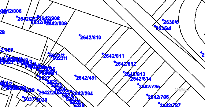 Parcela st. 2642/811 v KÚ Kuřim, Katastrální mapa