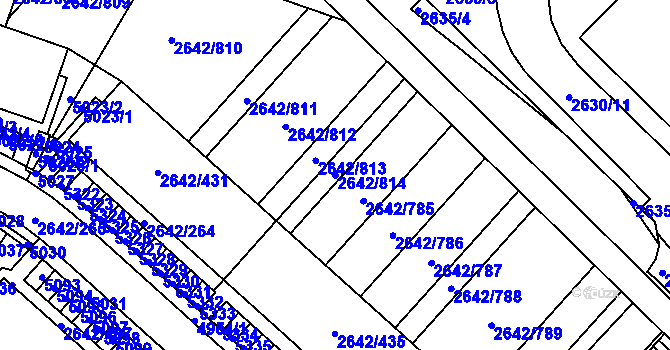 Parcela st. 2642/814 v KÚ Kuřim, Katastrální mapa