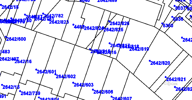 Parcela st. 2642/816 v KÚ Kuřim, Katastrální mapa