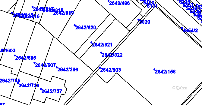 Parcela st. 2642/822 v KÚ Kuřim, Katastrální mapa