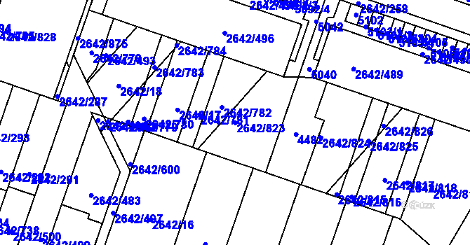 Parcela st. 2642/823 v KÚ Kuřim, Katastrální mapa