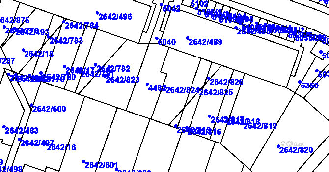 Parcela st. 2642/824 v KÚ Kuřim, Katastrální mapa