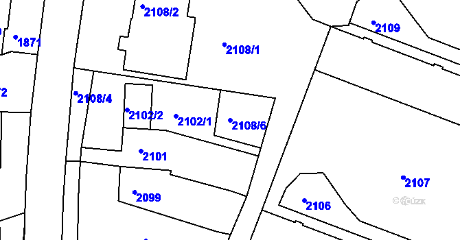 Parcela st. 2108/6 v KÚ Kuřim, Katastrální mapa