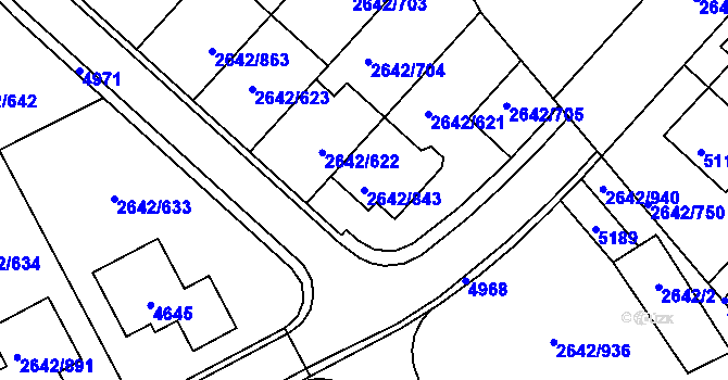 Parcela st. 2642/843 v KÚ Kuřim, Katastrální mapa