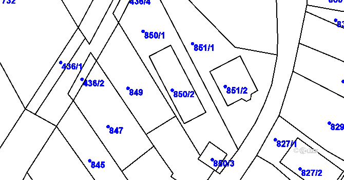 Parcela st. 850/2 v KÚ Kuřim, Katastrální mapa