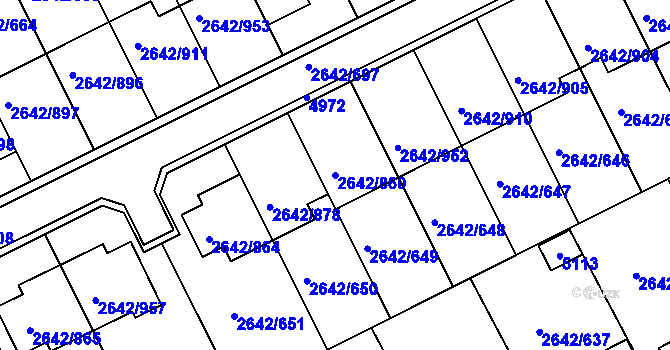 Parcela st. 2642/860 v KÚ Kuřim, Katastrální mapa