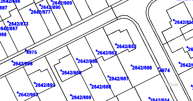 Parcela st. 2642/862 v KÚ Kuřim, Katastrální mapa