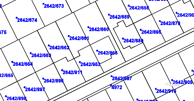 Parcela st. 2642/866 v KÚ Kuřim, Katastrální mapa