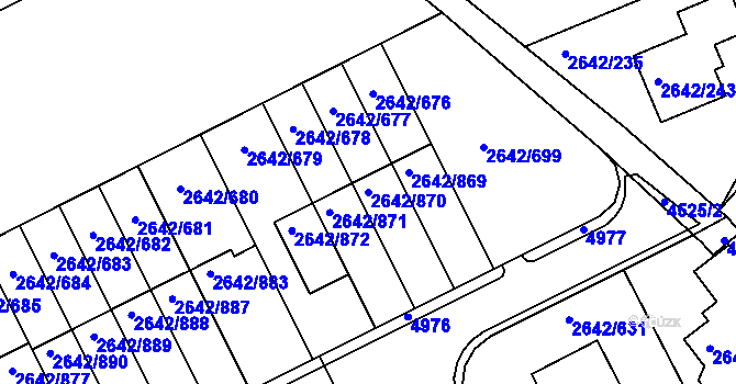 Parcela st. 2642/870 v KÚ Kuřim, Katastrální mapa