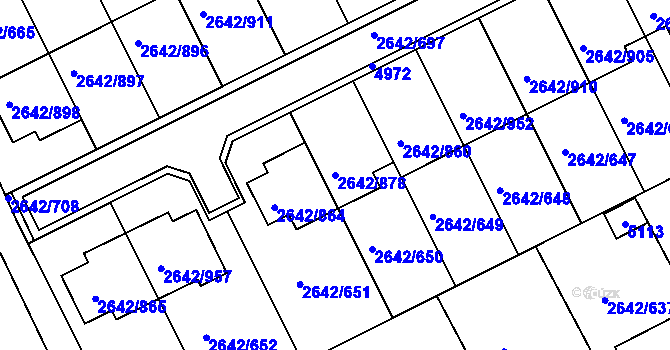 Parcela st. 2642/878 v KÚ Kuřim, Katastrální mapa