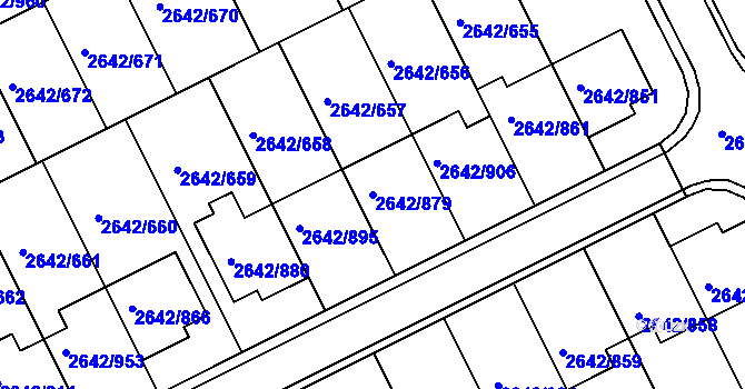 Parcela st. 2642/879 v KÚ Kuřim, Katastrální mapa