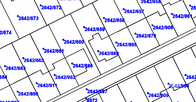 Parcela st. 2642/880 v KÚ Kuřim, Katastrální mapa