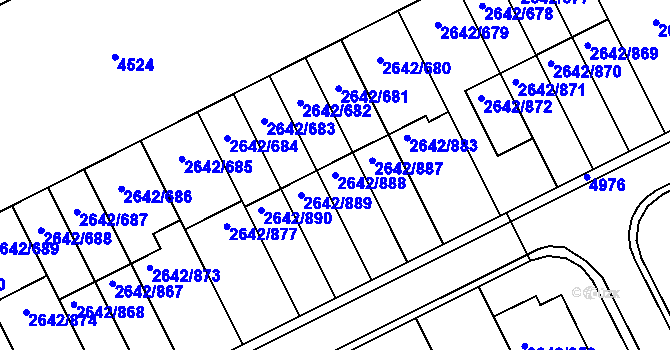 Parcela st. 2642/888 v KÚ Kuřim, Katastrální mapa