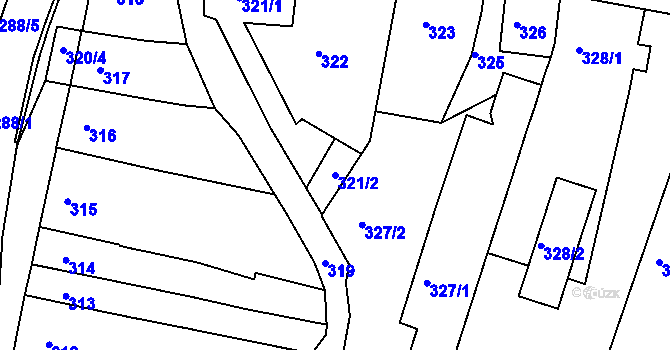 Parcela st. 321/2 v KÚ Kuřim, Katastrální mapa