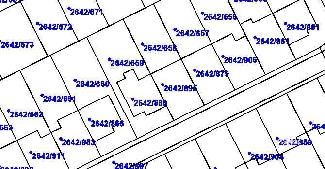 Parcela st. 2642/895 v KÚ Kuřim, Katastrální mapa