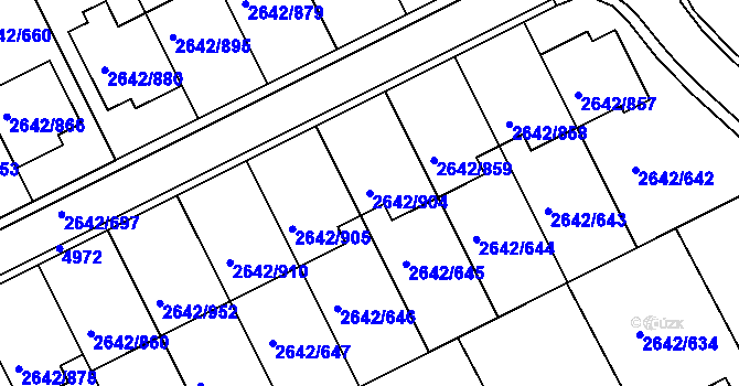 Parcela st. 2642/904 v KÚ Kuřim, Katastrální mapa