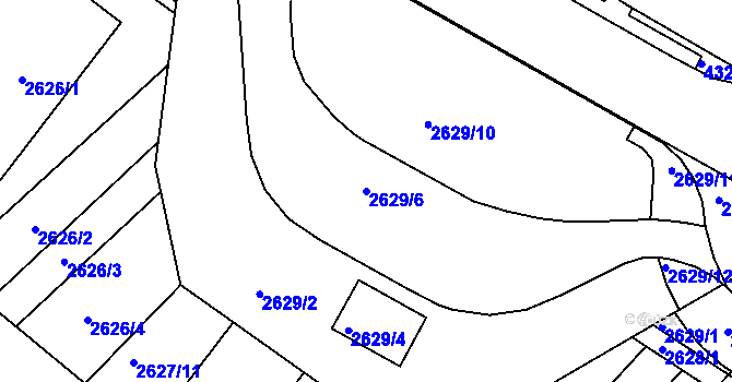 Parcela st. 2629/6 v KÚ Kuřim, Katastrální mapa