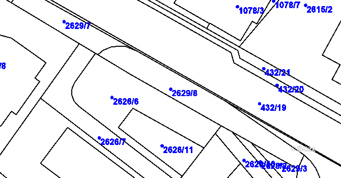 Parcela st. 2629/8 v KÚ Kuřim, Katastrální mapa