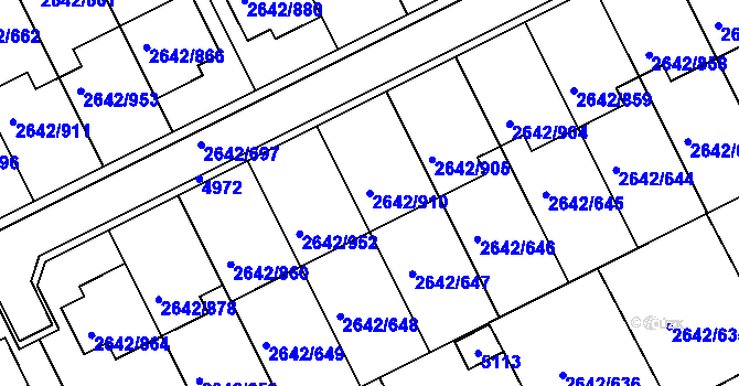 Parcela st. 2642/910 v KÚ Kuřim, Katastrální mapa