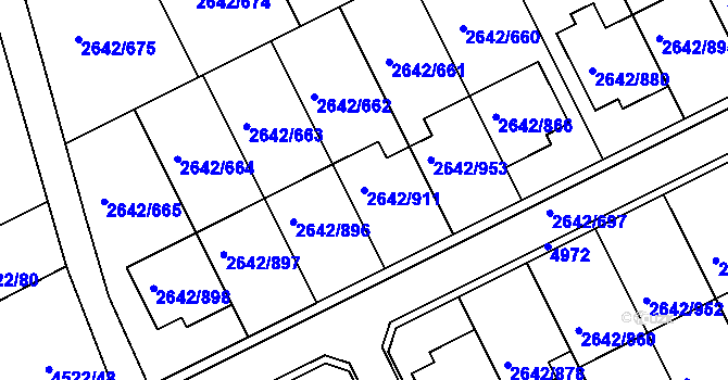Parcela st. 2642/911 v KÚ Kuřim, Katastrální mapa