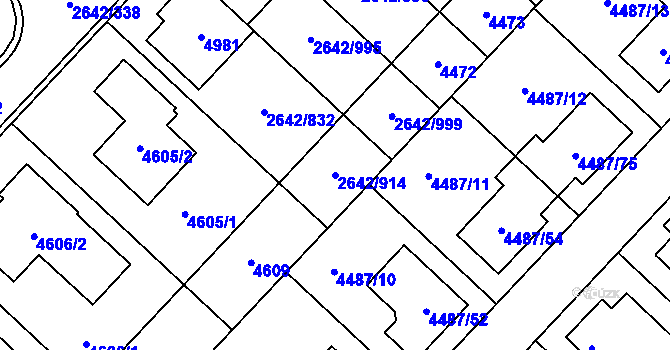 Parcela st. 2642/914 v KÚ Kuřim, Katastrální mapa