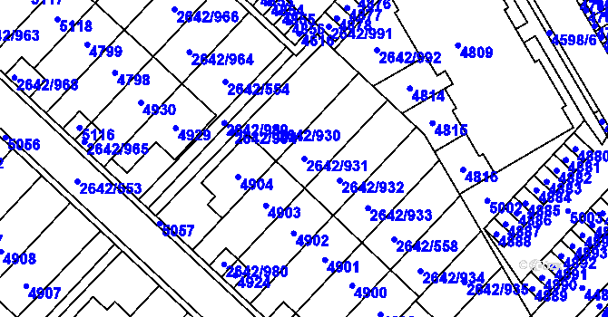 Parcela st. 2642/931 v KÚ Kuřim, Katastrální mapa