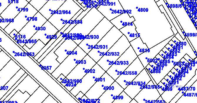 Parcela st. 2642/932 v KÚ Kuřim, Katastrální mapa