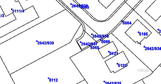 Parcela st. 2642/937 v KÚ Kuřim, Katastrální mapa