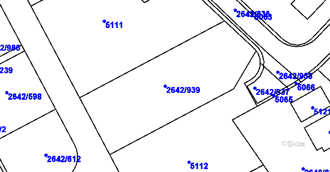 Parcela st. 2642/939 v KÚ Kuřim, Katastrální mapa