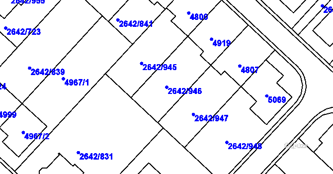 Parcela st. 2642/946 v KÚ Kuřim, Katastrální mapa