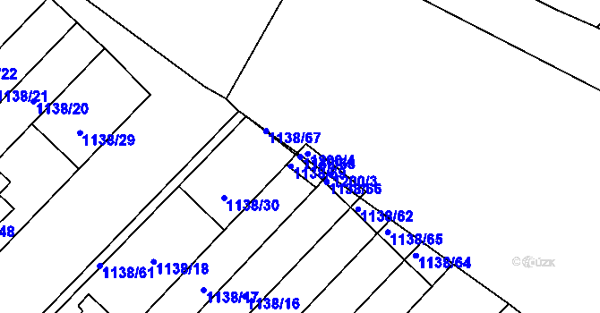 Parcela st. 1138/68 v KÚ Kuřim, Katastrální mapa