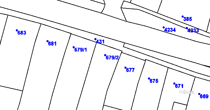 Parcela st. 679/2 v KÚ Kuřim, Katastrální mapa