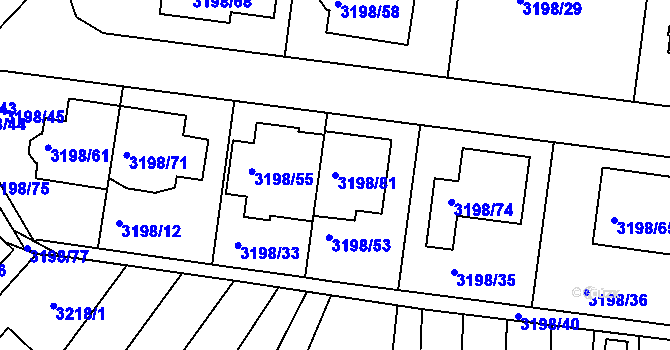 Parcela st. 3198/81 v KÚ Kuřim, Katastrální mapa