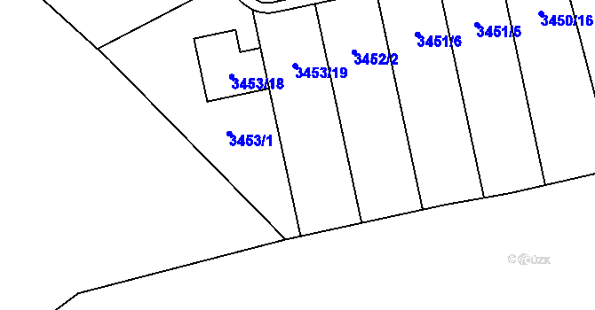 Parcela st. 3453/2 v KÚ Kuřim, Katastrální mapa