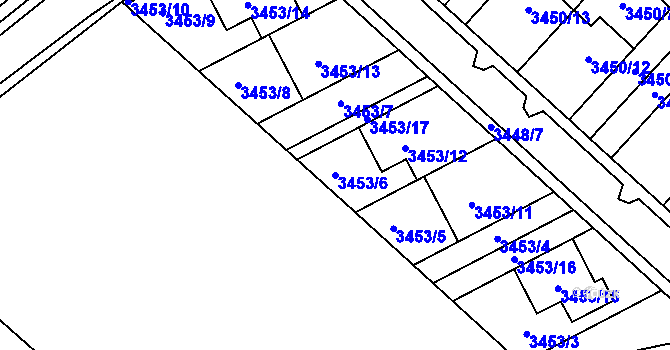 Parcela st. 3453/6 v KÚ Kuřim, Katastrální mapa